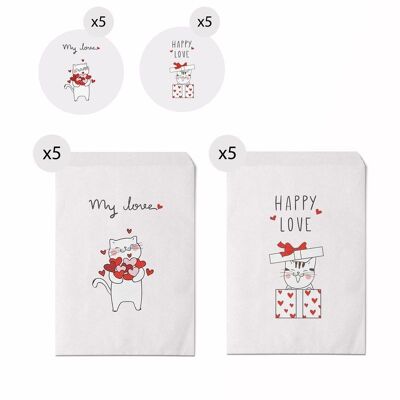 JUEGO DE 10 SOBRES DE REGALO 13X16 LOVE MASCOTAS HH3041157