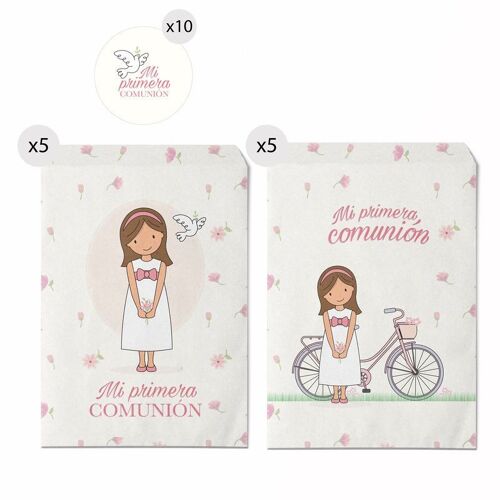 JUEGO DE 10 SOBRES DE REGALO 16X24 COMUNION NIÑA HH3041180