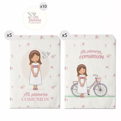 JUEGO DE 10 SOBRES DE REGALO 16X24 COMUNIONE NIÑA HH3041180