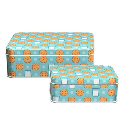 JUEGO DE 2 CAJAS GALLETAS EN MÉTAL HH308607