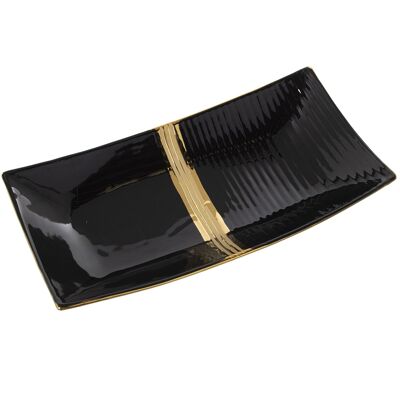 RECHTECKIGES KERAMIKZENTRUM.SCHWARZ/GOLD 40X20X8CM ST51015