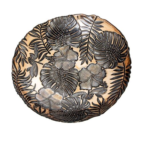 CENTRO CRISTAL 33CM HOJAS MARRÓN _°33X7CM ST16607