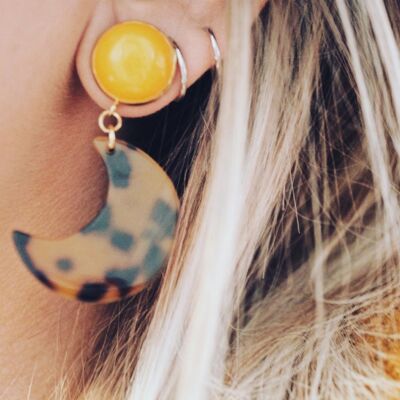 Boucles d'oreilles COMET marron - Jaune