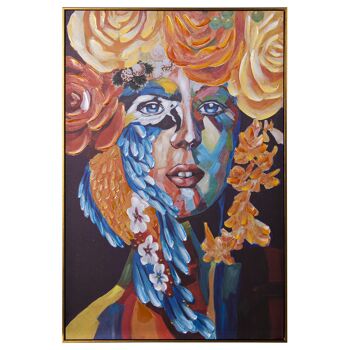 PEINTURE SUR TOILE 80X120CM FACEWOMAN AVEC CADRE EN BOIS MARRON OS 80X3.5X120CM ST69138 1