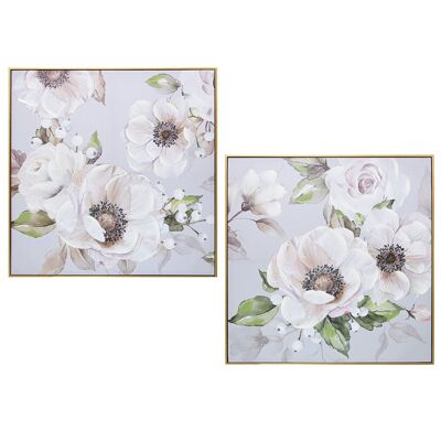 CANVAS PICTURE 80X80CM FLOWERS ASSORT. W/WOODEN FRAME 80X3X80CM, PRINTED+HAND ST34836