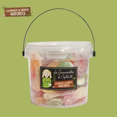 Caramelos - Sour Duo Bucket: Anillas / mini lenguas
