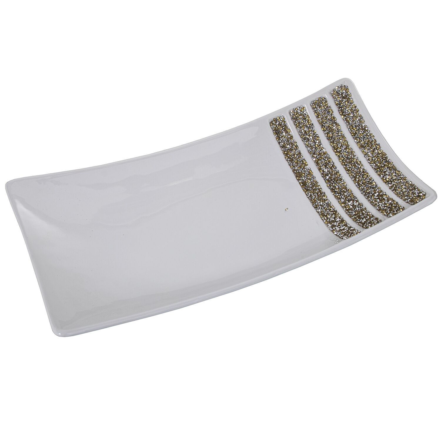 Centro rettificatoCeramica bianca con piccoli cristalli 40x20x9cm st52840