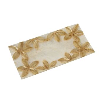 CENTRE RECT. NACRE FLEURS RELIEF TOAST/NATUREL _20X10X1CM ST39309 1