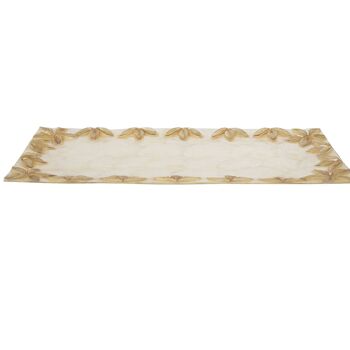 CENTRE RECT. NACRE FLEURS RELIEF TOAST/NATUREL _40X20X1.5CM ST39308 2