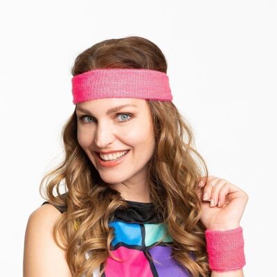 Neon Pink Set Headband/Wristbands