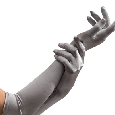 Nylon Gloves Silver Long - 40 cm