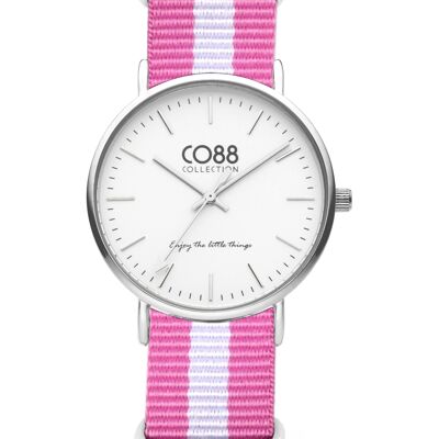 CO88 Watch IPS 36mm white w/nato strap pink/white