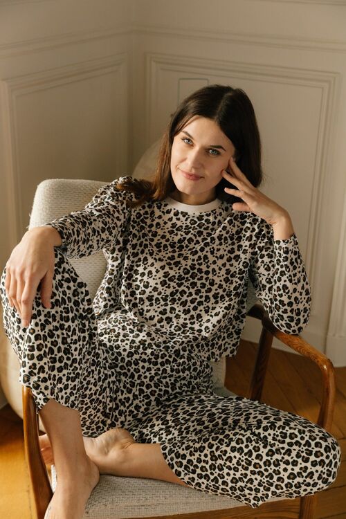 Pyjama Manches Longues Coton Bio - Léopard