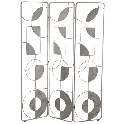 BIOMBO METAL PLATEADO C/3 PANELES 135X1X170CM, 45X170CM/PANEL ST48659