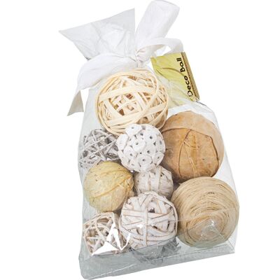 BAG OF ASSORTED WHITE DRIED FLOWER BALLS _12X18CM ST26659