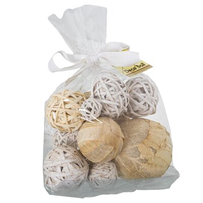 SAC DE BOULES DE FLEURS SÉCHÉES BLANCHES ASSORTIES _18X22CM ST26660