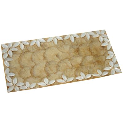 MOTHER OF PEARL CENTER 40X20CM NATURAL/TAN RELIEF FLOWERS _40X20X1.5CM ST37855