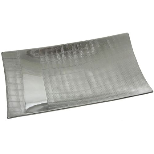 CENTRO RECTANGULAR CERÁMICA PLATA _40X24X8CM ST54385