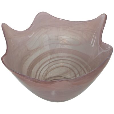 CENTRE VERRE RECYCLÉ ROSE, BOL °30X18CM ST11031