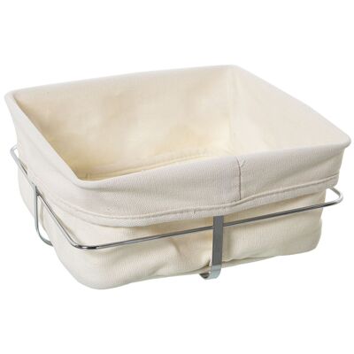 BREAD BASKET WITH CHROME METAL FABRIC FABRIC:95% COTTON+5% POLYESTER 22X22X10CM ST82813