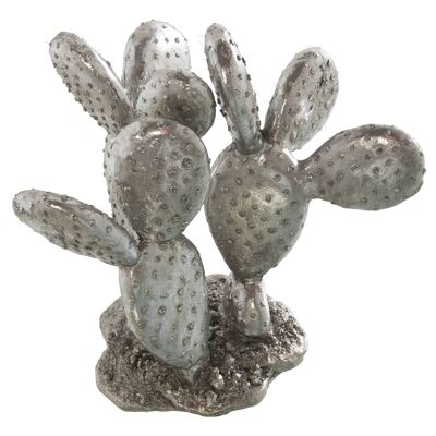 FIGURA CACTUS RESINA PLATEADA 16X10,5X17CM ST49299