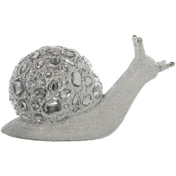 FIGURINE ESCARGOT EN RÉSINE ARGENT 28X13X16CM ST49250 1