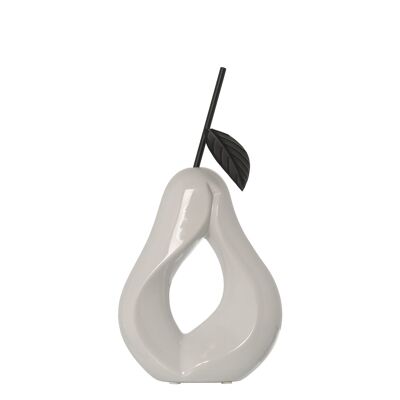 FIGURA CERAMICA PERA 30CM BIANCO+99916(BINARIO IN FERRO) _15.5X7X30CM ST57460