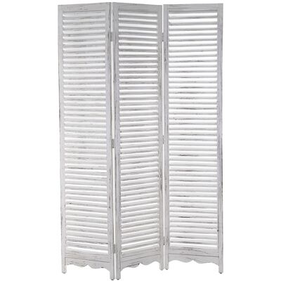 PARAVENT EN BOIS 3 PANNEAUX BLANC 120X2X180CM, SAPIN ST49570