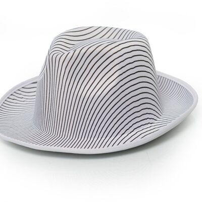 Gangster Hat White Striped Satin