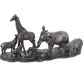 FIGURINE ANIMALE DE LA JUNGLE EN RÉSINE ARGENTÉE _52X14X29CM ST49993 6