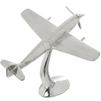 FIGURA AVIÓN C/BASE RESINA PLATEADA 31X29X26,5CM ST47471