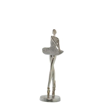 SILVER RESIN DANCER FIGURE WITH GLITTER 12X10X30CM ST49282