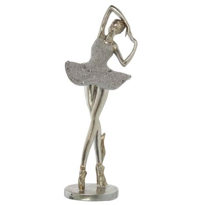 SILVER RESIN DANCER FIGURE WITH GLITTER 14X12.5X38CM ST49283