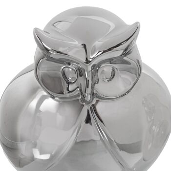 FIGURINE CHOUETTE CÉRAMIQUE ARGENT _15X9X18CM ST53134 3