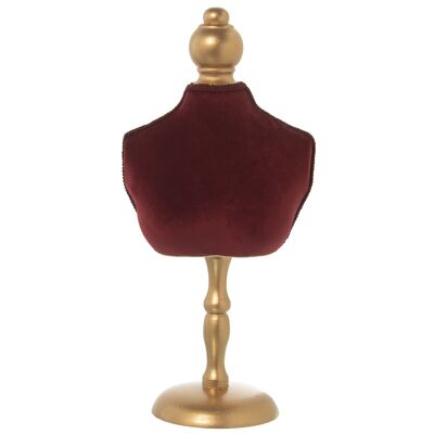 MANICHINO BUSTO FIGURA APPENDERE GIOIELLI LEGNO BORDEAUX TESSUTO 16.5X10X36CM ST49038