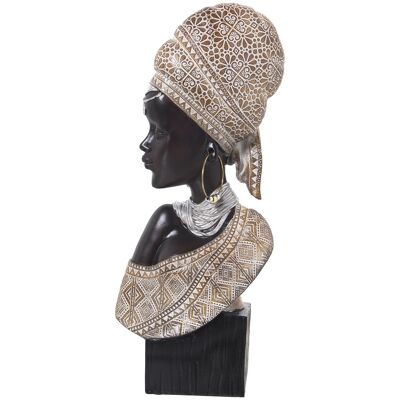 AFRICAN RESIN BUST FIGURE BLACK/GOLD _18X9X42CM ST50349