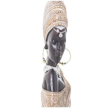 FIGURINE BUSTE AFRICAINE EN RÉSINE NOIR/OR _18X9X42CM ST50349 4