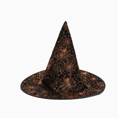 Witch Hat Black Gold Spider Print