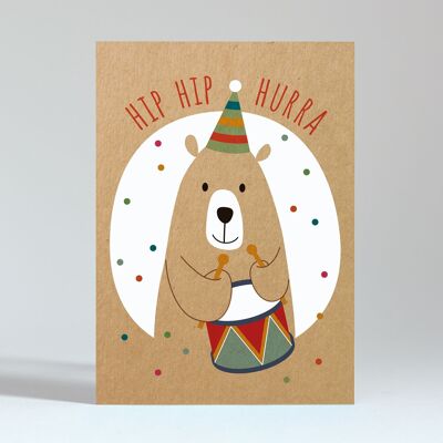Carte postale "Hip Hip Hourray Bear"