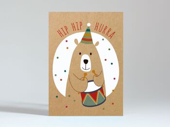 Carte postale "Hip Hip Hourray Bear" 1