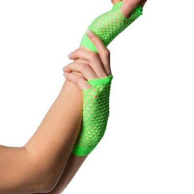 Fingerless Gloves Short Fishnet Neon Green
