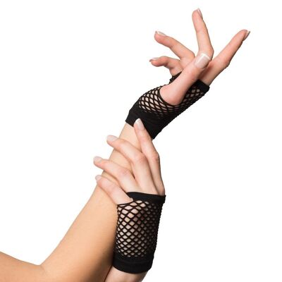 Fingerless Gloves Short Fishnet Black