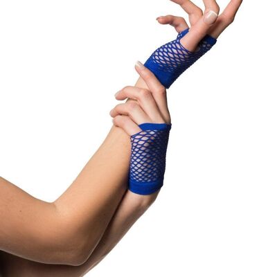 Fingerless Gloves Short Fishnet Blue