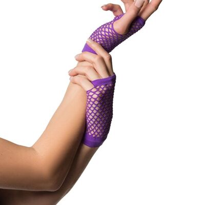 Fingerless Gloves Short Fishnet Purple