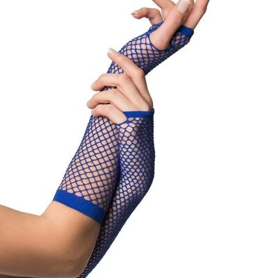 Fingerless Gloves Long Fishnet Blue