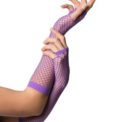 Fingerless Gloves Long Fishnet Purple