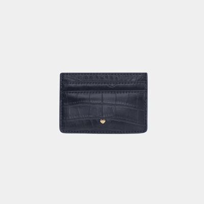 Navy Luxe Croc Sam Card Holder Purse