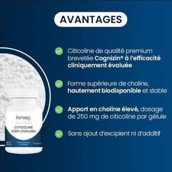 Citicoline - Forme supérieure de choline - Qualité Cognizin® - 250 MG / 60 gélules 3