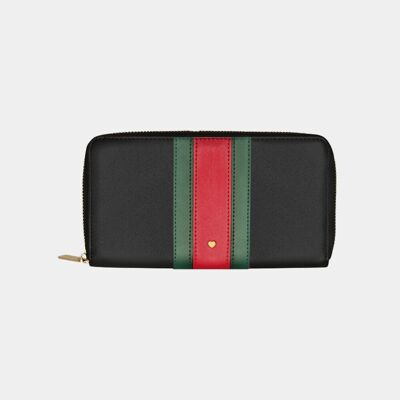 Black Stripe Rowan Long Vegan Leather Purse