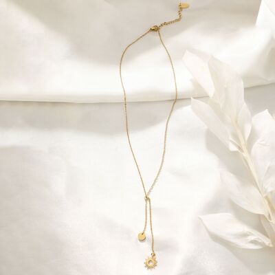Stainless Steel Y-Shaped Sun Necklace - BJ210169